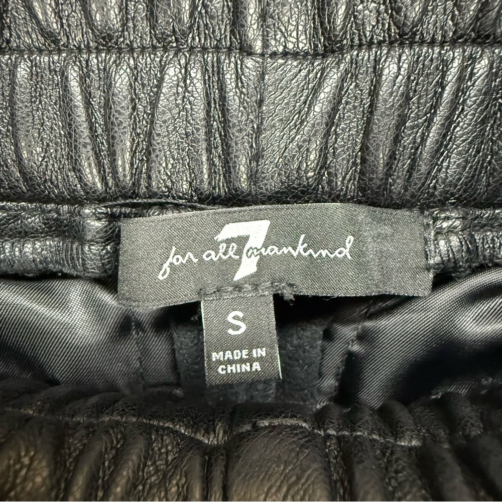 7 For All Mankind Black Faux Leather Jogger Pants - Picture 6 of 8